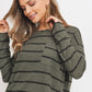 Striped Front Pocket Round Collar
