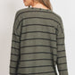 Striped Front Pocket Round Collar