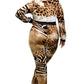 Plus Leopard Print Zipup Jumpsuit