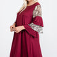 Mixed Ruffle Sleeve With Hidden Pocket A Line Dress