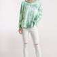 Tie Dye Round Neck Ribbed Button Front Top With Round Hem
