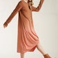 Ombre Front Knot Detail Long Sleeve Maxi Dress With Raw Hem