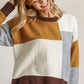 Colorblock Contrasted Cotton Fabric On Back Top With Side Slits And High Low Hem
