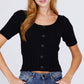 Short Slv Rib Sweater Top