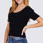 Short Slv Rib Sweater Top