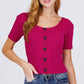 Short Slv Rib Sweater Top