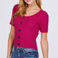 Short Slv Rib Sweater Top