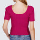 Short Slv Rib Sweater Top