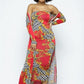 Venechia Print Tube Dress With Cardigan Set