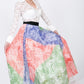 Color Block Pleated Maxi Skirt