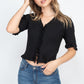 Button Down Flounce Hem Mini Cardigan