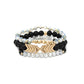Natural Stone Glass Bead Stretch Multi Bracelet 3 Pc Set