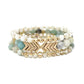 Natural Stone Glass Bead Stretch Multi Bracelet 3 Pc Set