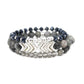 Natural Stone Glass Bead Stretch Multi Bracelet 3 Pc Set