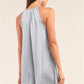 Silver Dust Satin Front Lace Up Grommet Studded Mini Dress