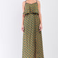 Mustard Multi Printed Sleeveless Criss-cross Back Side Slit Detail Maxi Dress