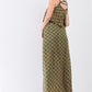 Mustard Multi Printed Sleeveless Criss-cross Back Side Slit Detail Maxi Dress