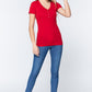Short Slv V-neck Henley Knit Top