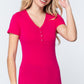 Short Slv V-neck Henley Knit Top