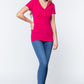 Short Slv V-neck Henley Knit Top