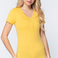 Short Slv V-neck Henley Knit Top