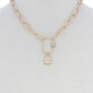 Lock Charm Oval Link Metal Necklace