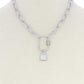 Lock Charm Oval Link Metal Necklace