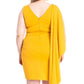 Back Shoulder Cape Plus Size Minid Ress