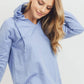 French Terry Hood With V-neck Long Sleeve Top