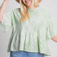 Tie Dye Ruffled Sleeves And Bottom Eyelet Blouse