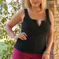 Plus Sleeveless Round Neck With Split Detail Ribbed Top