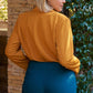 Plus Golden-haze Long Sleeve Plunge Neck Wrap Blazer Bodysuit
