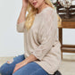 Solid Round Neck 3/4 Sleeve Sweater Top