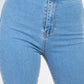 High Waist Zippered Denim