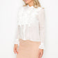 Ruffle Trim Long Sleeve Blouse