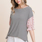 Cute Striped Curved Hem Casual Top