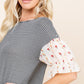 Cute Striped Curved Hem Casual Top