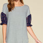 Cute Striped Curved Hem Casual Top