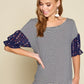 Cute Striped Curved Hem Casual Top