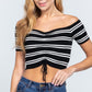 Off Shoulder Stripe Rib Sweater Top