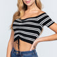 Off Shoulder Stripe Rib Sweater Top