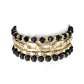 Fashion Glass Metal Wood Bead Multi Stretch Bracelet