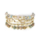 Fashion Glass Metal Wood Bead Multi Stretch Bracelet