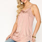 Velvet Mixed Adjustable Strap Round Hem Camisole
