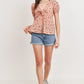 Front Tie Floral Waffle Top