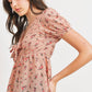 Front Tie Floral Waffle Top