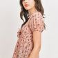 Front Tie Floral Waffle Top