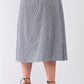 Plus Size Black Gingham Print Side Button Midi Skirt