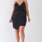Plus Size Black Surplice Neckline Cami Mini Dress
