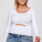 Solid Round Neck Top, With Long Sleeves, And Cut-out Detail